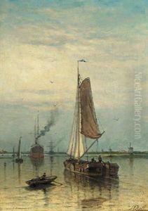 Shipping On A River, A Steel Bridge On The Horizon