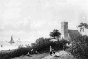 A Summer Landscape With Figures On A Path