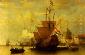 Captain De Ruyter And His Ship "the Haarlem" In The Port Of Enkhuizen