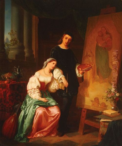 Raphael With The Donna Velata While Painting The Sistine Madonna - view 1