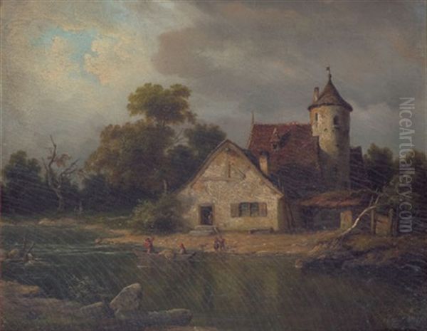 Fluslandschaft Mit Bauerngehoft - view 1