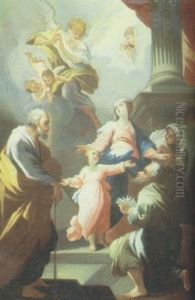 Virgin And Child With Joachim And Anne by Clemente Ruta