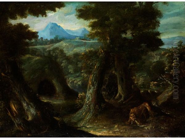 Waldlandschaft Mit Lowe - view 1