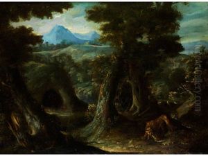 Waldlandschaft Mit Lowe by Carl Borromaus Andreas Ruthart