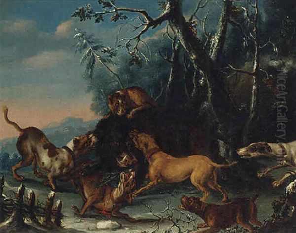Hounds Attacking A Boar - view 1