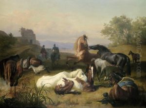 Campagnalandschaft Mit Pferden by John William Bottomley