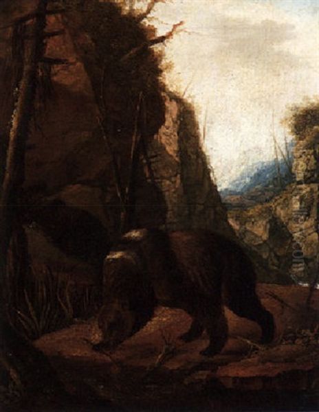 A Mountainous Landscape With Bears - view 1