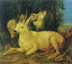 A Stag And A Faun In A Landscape