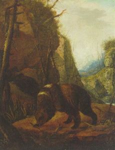 Bears In A Rocky Wooded Landscape