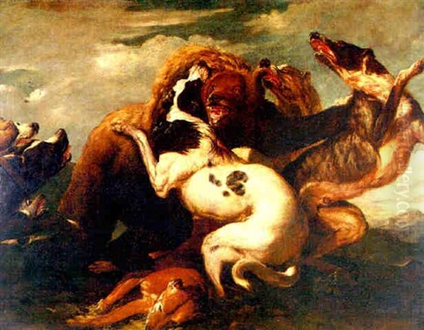 Jauria De Perros Atacando A Un Oso - view 1