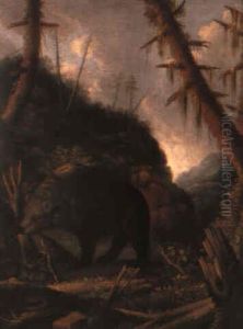 A Bear In A Mountainous Landscape