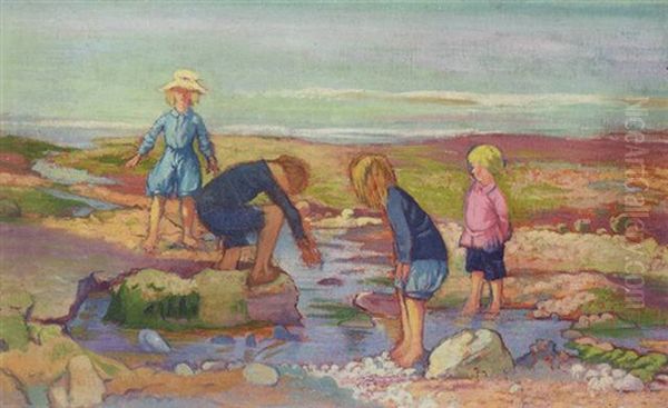 The Rothstein Children (john, Rachel, Betty, Billy) At Vaucottes-sur-mer - view 1