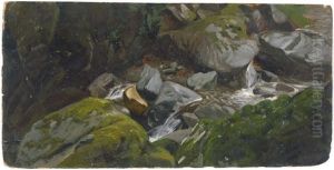 Waldbach Mit Bemoosten Felsen by Johann Valentin Ruths