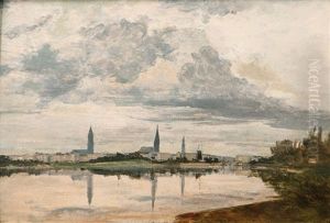 View Over The Ausenalster On Hamburg