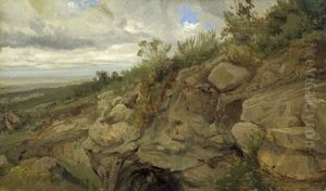 Harzlandschaft Mit Steinigem Abhang by Johann Valentin Ruths