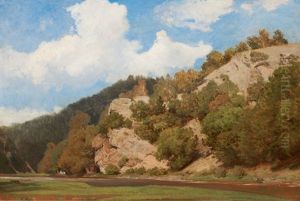 Rocky Hillside With A River by Johann Valentin Ruths