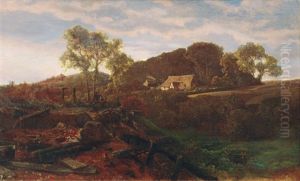 Farmhouse In The Evening Light by Johann Valentin Ruths