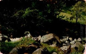 Landschaft Mit Bach Und Mahender Bauerin