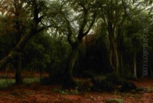 Traeer Omkring En Ruin I Skoven by Johann Valentin Ruths