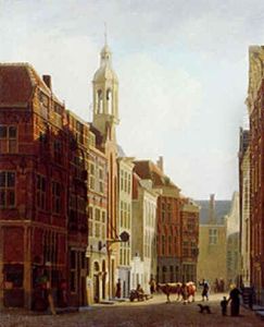 A View Of The Wijnstraat With The Wijnkoperskapel, Dordrecht by Johannes Rutten