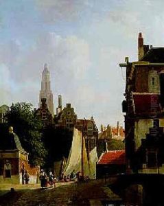 A View In A Town (middelburg?) by Johannes Rutten