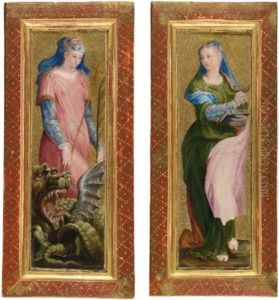 St. Margaret And St. Lucy (pair) by Francesco (il Polidorino) Ruviale