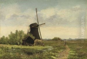 Walking On A Sandy Path Near A Mill Walking On A Sandy Path Near A Mill
