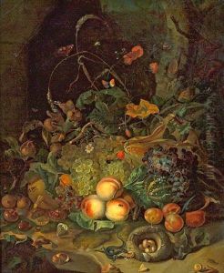 A Still Life With Flowers, Fruits And Insects by Rachel Ruysch