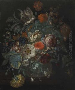 Stillleben Mit Blumen In Einer Glasvase (+ Another; 2 Works) by Rachel Ruysch