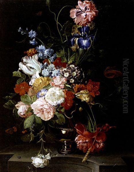 Flower Arrangement In A Copper Urn - view 1