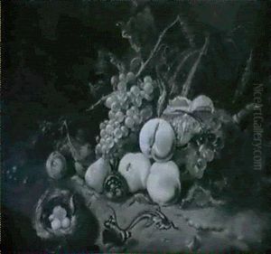 Nature Morte De Fruits, Nid, Lezard Et Insectes