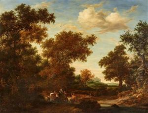 Wooded Landscape With Shepherds And Animals by Jacob Salomonsz van Ruysdael