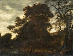 Paysage Aux Grands Arbres Avec Des Personnages by Jacob Salomonsz van Ruysdael