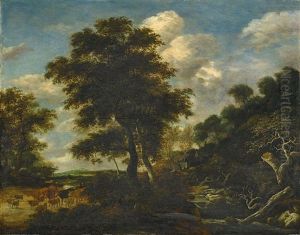Waldlandschaft Mit Vieh by Jacob Salomonsz van Ruysdael