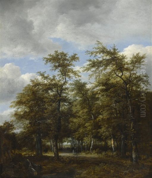 Wooded Landscape With Figures On A Road - view 1