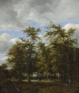 Wooded Landscape With Figures On A Road by Jacob Salomonsz van Ruysdael