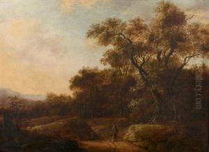 Paysage Boise Anime D'un Personnage by Jacob Salomonsz van Ruysdael