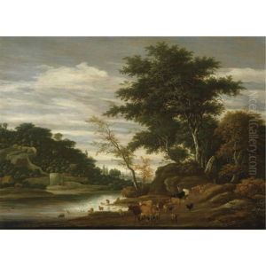 A River Landscape With Cattle A River Landscape With Cattle