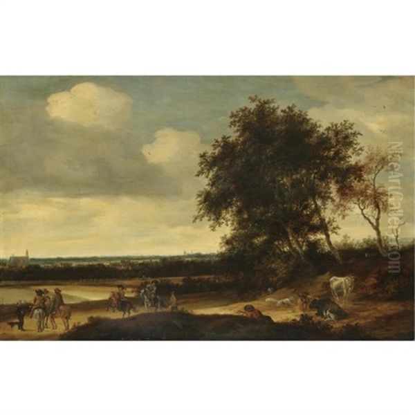 A Landscape With Cavaliers In The Foreground, A Church Beyond - view 1