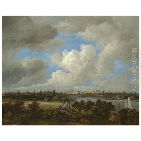 Amsterdam: A Distant View From The South Along The West Bank Of The River Amstel Towards The City - view 1