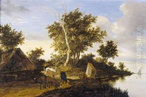 River Landscape With Herders And Cattle