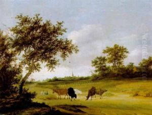 Bewaldete Landschaft Mit Zwei Hirten Und Herde by Jacob Salomonsz van Ruysdael