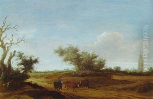 A Landscape With A Shepherd And Cattle On A Path, Haarlem Beyond