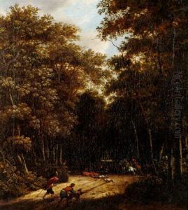 A Stag Hunt In A Forest by Jacob Salomonsz van Ruysdael