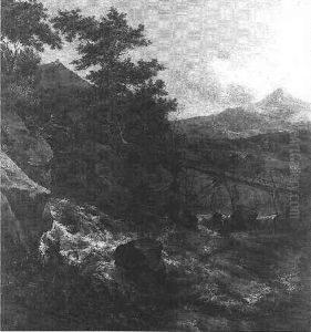 Paysage De Cascade Au Pont De Bois Dans La Campagne Hollandaise by Jacob Salomonsz van Ruysdael