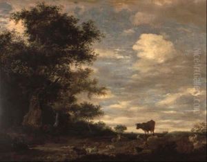 Landschaft Mit Hirte, Ziege, Schafen Und Kuhen by Jacob Salomonsz van Ruysdael