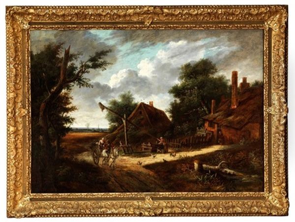Paysage A La Carriole Devant Une Ferme - view 1