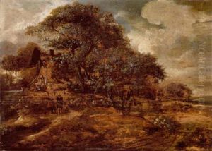 Eferarslandskab Med To Maend Pa En Sti by Jacob van Ruysdael