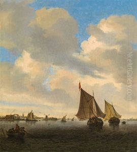 Segelboote Vor Der Kuste by Salomon van Ruysdael