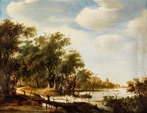 Paisaje Con Lago Y Pescadores by Salomon van Ruysdael